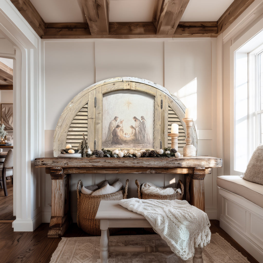 Vintage Arched Shutter Nativity